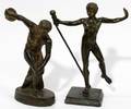 BRONZE NUDE MALE FIGURES TWO 5  5 12