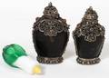 012159 3 CHINESE SNUFF BOTTLES 2 SILVER CASED BOTTLES