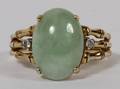 011229 10KT YGOLD  DIAMOND RING WITH JADE CABOCHON