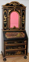 010094 CHINOISERIE DESIGNED DROP FRONT SECRETARY