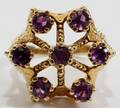 030158 YELLOW GOLD  AMETHYST CLUSTER RING