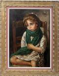 030128 GIOVANETI OIL ON CANVAS 28 X 20 SEATED CHILD