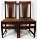 AMERICAN OAK SIDE CHAIRS PAIR H 35 W 16
