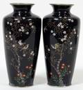 012192 JAPANESE CLOISONN VASES BIRD  FLOWER DESIGN