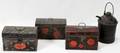 011259 ANTIQUE TOLE DOCUMENT BOXES  A METAL OIL CAN