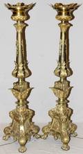 122184 ECCLESIASTICAL BRASS TORCHIERES PAIR