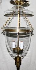 122177 ANTIQUE BLOWN GLASS BELL FORM HANGING LIGHT