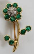 031296 DIAMOND  EMERALD FLORIFORM PIN L 34