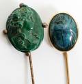 031292 MALACHITE CAMEO  SCARAB STICK PINS 2