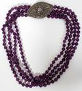 021280 NATURAL AMETHYST BEADS  SILVER STRAND NECKLACE