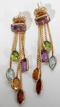 021273 AMETHYST PERIDOT TOPAZ  GARNET EARRINGS