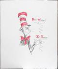 012231 DR SEUSS INK AND CRAYON DRAWING CAT IN HAT