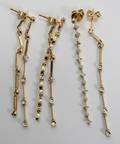 011330 YELLOW GOLD  DIAMOND DANGLE EARRINGS 2 PAIRS