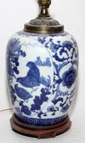 CHINESE BLUE  WHITE PORCELAIN JAR AS A LAMP