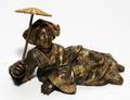 JAPANESE BRONZE FIGURE OF A RECLINING FEMALE