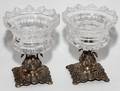 GERMAN 800 SILVER  CUT GLASS COMPOTES H 7