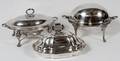 SILVER PLATE CHAFING  VEGETABLE DISHES THREE