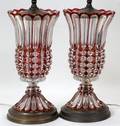CRANBERRYCLEAR CRYSTAL LAMPS PAIR H 29