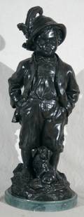 010213 HAUBNER BRONZE SCULPTURE ALPINE BOY H 25