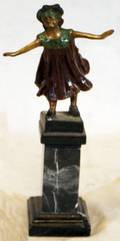 010209 BRONZE SCULPTURE OF GIRL BLINDFOLDED H 11