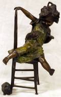 010202 BRONZE SCULPTURE OF SEATED GIRL  CATS
