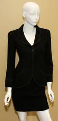 121333 CHANEL BOUTIQUE BLACK WOOL SKIRT SUIT