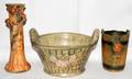 031358 WELLER POTTERY VASE  PLANTERS 3 PIECES