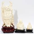 031326 CARVED IVORY FIGURES OF BUDDHA 3 H 1 125