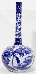 012280 CHINESE BLUE  WHITE STICK NECK VASE H 14 14