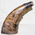 012273 ANTIQUE CHINESE CARVED WOOD POWDER HORN H 7