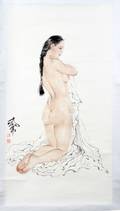 011373 HE JIA YING CHINESE HAND PAINTED SCROLL IMAGE