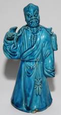 CHINESE GLAZED TURQUOISE POTTERY FIGURE OF MAN