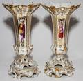 OLD PARIS PORCELAIN URNS MID 19TH C PAIR