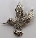 14K DIAMOND AND RUBYEYED BIRD PENDANTBROOCH