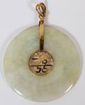 14K GOLD JADE PENDANT DIA 1 34