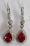 012282 1CT NATURAL SHAPED RUBIES  1CT DIAMOND EARRING