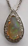 012287 340CT NATURAL OPAL  36CT DIAMOND PENDANT