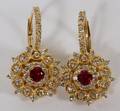 012285 1CT DIAMOND  60CT NATURAL RUBY EARRINGS