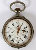 011356 SILVER OPEN FACE CALENDAR  POCKET WATCH