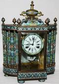 011346 CHINESE CLOISONN MANTEL CLOCK H 18 W 13