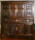 011343 CHINESE CARVED WOOD CABINET H 71
