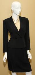 121390 GIORGIO ARMANI NAVY SKIRT SUIT WITH SILK BLOUSE