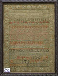 Silk on linen sampler dated 1842