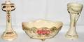 031367 WELLER ROMA POTTERY CANDLESTICKS 2  BOWL