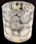 030252 LALIQUE FROSTED  CLEAR GLASS CANDLESTICK H 3
