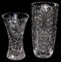 021381 CZECHOSLOVAKIAN CRYSTAL VASES TWO H 12 8