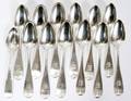021371 AMERICAN COIN SILVER TEASPOONS 13 19TH C