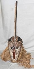 020294 AFRICAN CARVED  POLYCHROME WOOD HEADDRESS