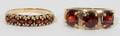 011407 14KT GOLD  GARNET RINGS TWO