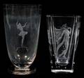 010298 SWEDISH ETCHED CRYSTAL VASES
